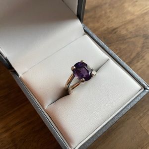 James Avery Sterling Silver Oval Amethyst Ring Size 7.5